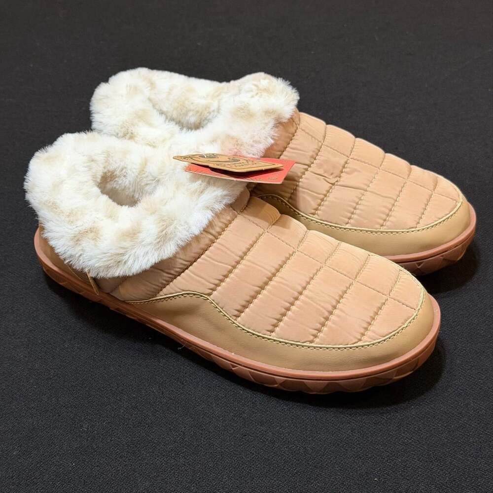 Flojos Lexie Quilted Slippers Tan Faux Fur NEW!